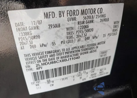 2008 Lincoln Mkx z USA, uszkodzony, nr VIN 2LMDU88CX8BJ11040